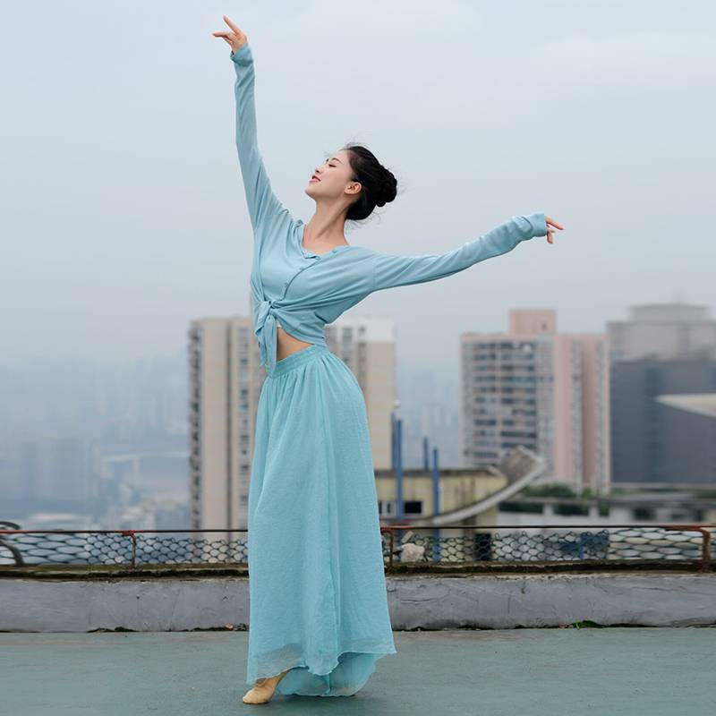 Dance practice service female classical dance loose and thin cardigan shirt now i dance long sleeve -shaped jersey dance dance