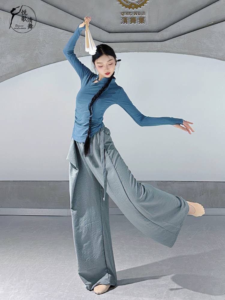 Classical dance new top -top art test -shaped sportswear modern dance long -sleeved Chinese dance cheongsam standing dance dance raw exercise uniform
