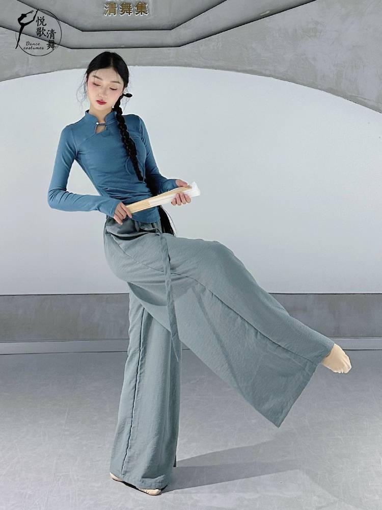 Classical dance new top -top art test -shaped sportswear modern dance long -sleeved Chinese dance cheongsam standing dance dance raw exercise uniform