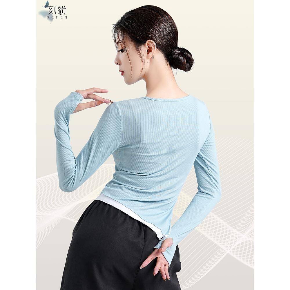 Professional dance service female autumn Chinese classical dance exercise body training clothing modern dance modern dance long sleeves finger top