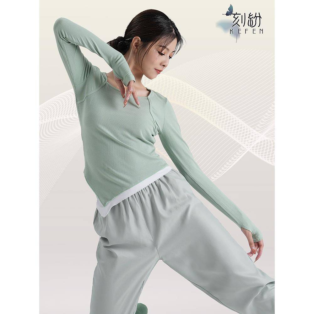 Professional dance service female autumn Chinese classical dance exercise body training clothing modern dance modern dance long sleeves finger top