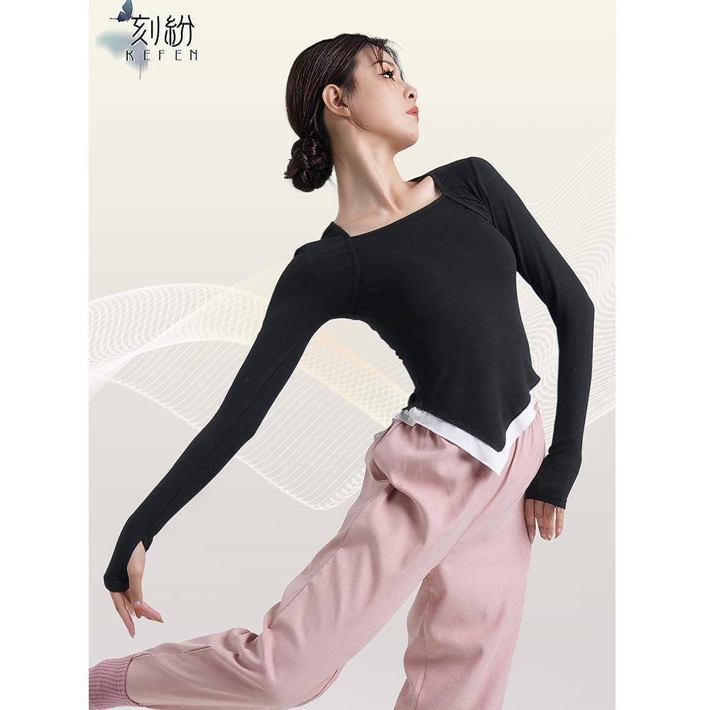 Professional dance service female autumn Chinese classical dance exercise body training clothing modern dance modern dance long sleeves finger top