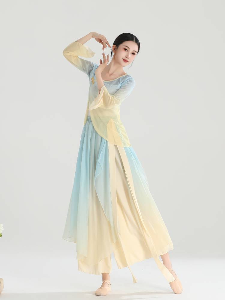 Classical dance clothing female elegant yarn Chinese dance exercise service women's body rhyme fairy shirt performance suit suits