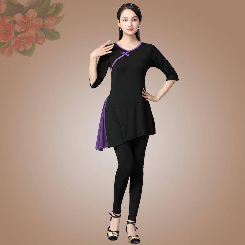 Dance clothing classical dance exercise set female gauze new yoga practice service square dance in the long -sleeved performance clothing in the dance