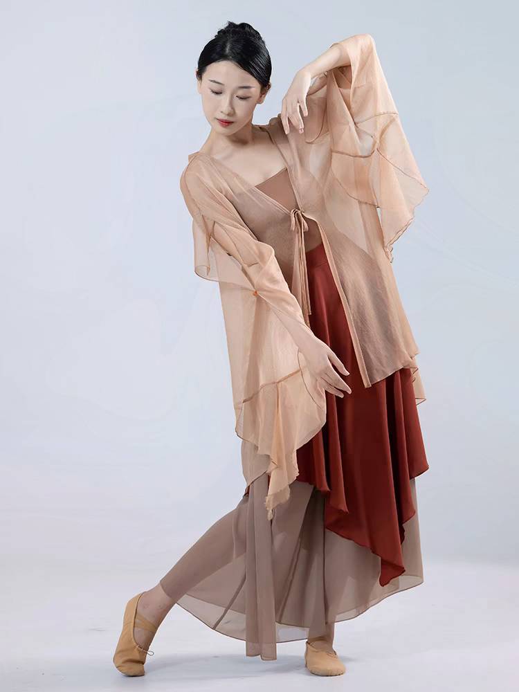 Classical dance clothing female spoofed sleeve cloak cardigan gauze performance service practitioner Chinese style performance service