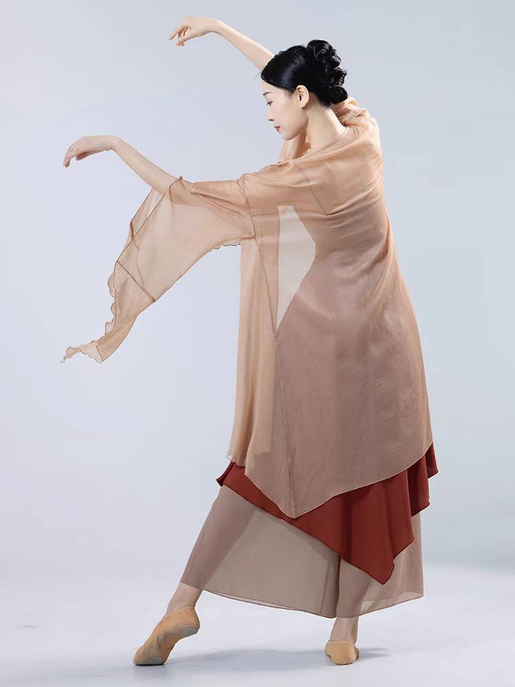 Classical dance clothing female spoofed sleeve cloak cardigan gauze performance service practitioner Chinese style performance service