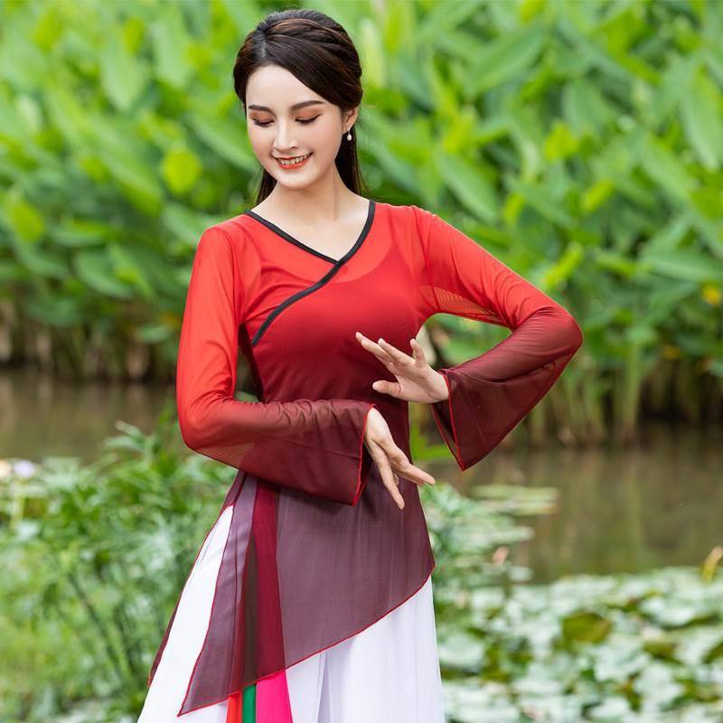 Plaza dance clothing new suit for national classical dance fan dance practice clothes