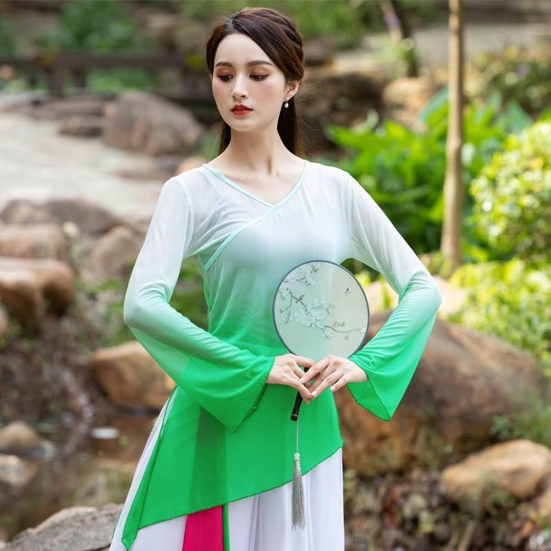 Plaza dance clothing new suit for national classical dance fan dance practice clothes