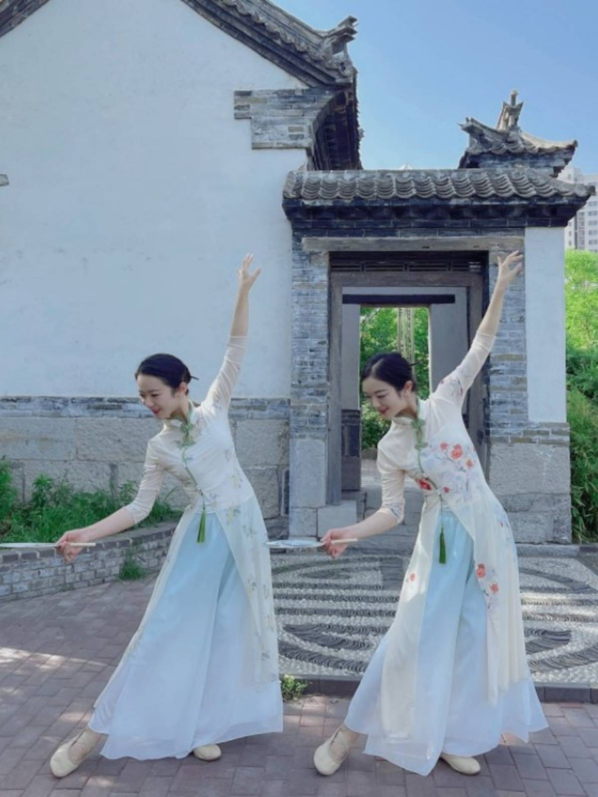 Classical dance dance clothing female elegant yarn dress practice new Guofeng cheongsam fan dance performance fairy dress
