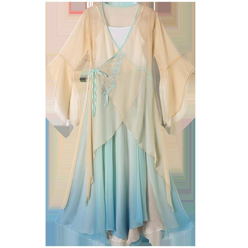 Neo -classical dance clothing body rhyme butterfly gradient chrysanthemum women's elegant training skills Chinese dance performance service