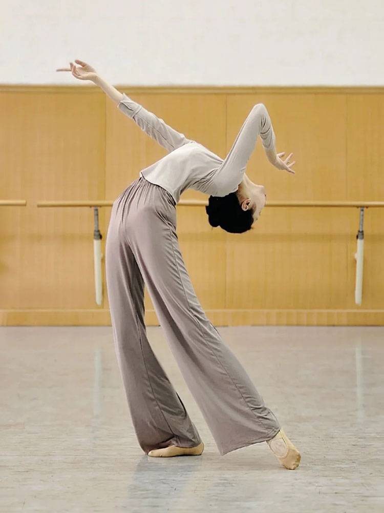 Modern dance top female slim -fitting thin dance service long -sleeved student art test formal clothes Chinese classical dance training suit