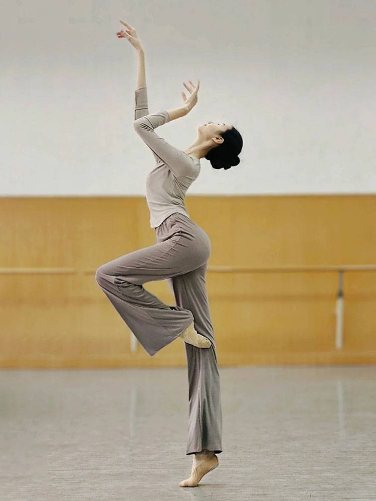 Modern dance top female slim -fitting thin dance service long -sleeved student art test formal clothes Chinese classical dance training suit