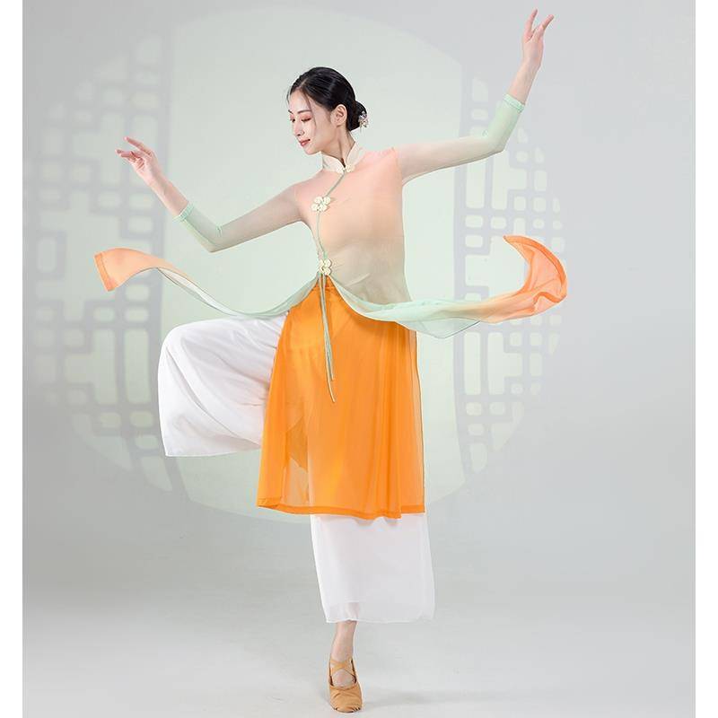 Classical dance gradient cheongsam female body rhyme service ancient style national dance dance service Chinese dance exercise performance service