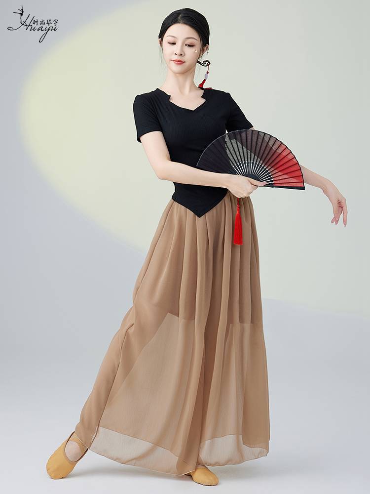 Classical dance clothing female summer Chinese cheongsam shirt short -sleeved body rhyme exercise service Chinese modern dance biological clothing