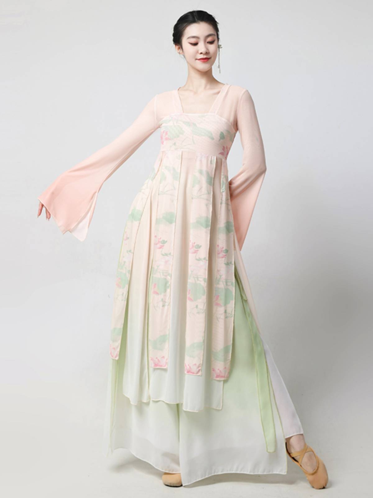 Classical dance dance clothing female elegant Chinese dance lotus dance skirt body rhyme yarn practice clothes Han Tang dance performance service