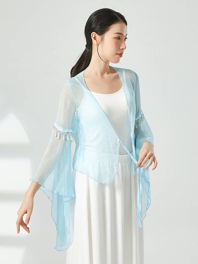 Classical dance dance clothing female gauze Chinese dance immortal pearl elegant top performance clothing practice clothing