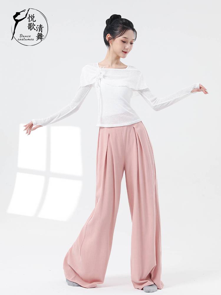 Classical dance clothing practice service -shaped physical clothing Chinese dance adult summer body rhyme net yarn 2024 new dance top