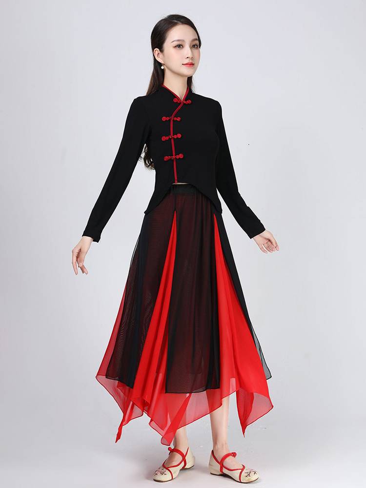 2024 Plaza Dance Clothing New Set Classical Dance Services Charm Chinese Wind Cotton Top Female Practicing Fairly Uniforms