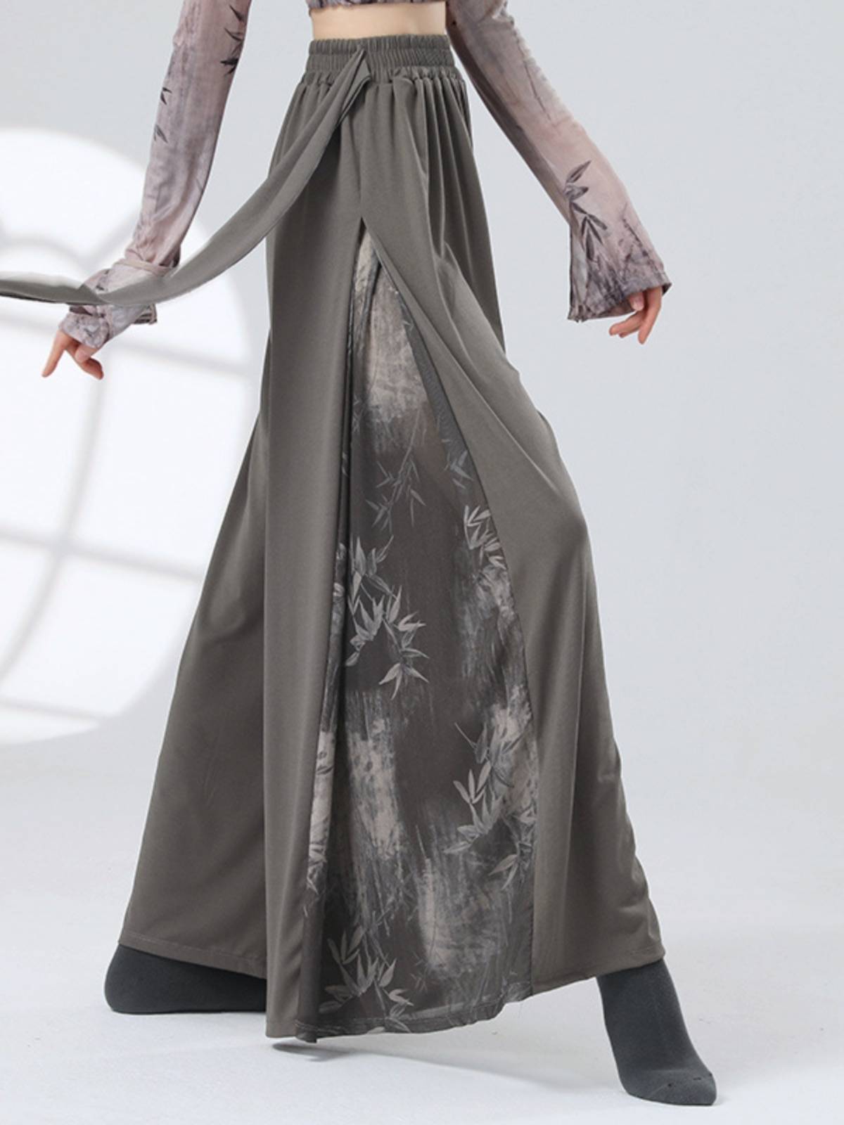 Guofeng New Chinese -style Modern Dance Classical Dance Patching ink painting design feels loose dance practice casual trousers female