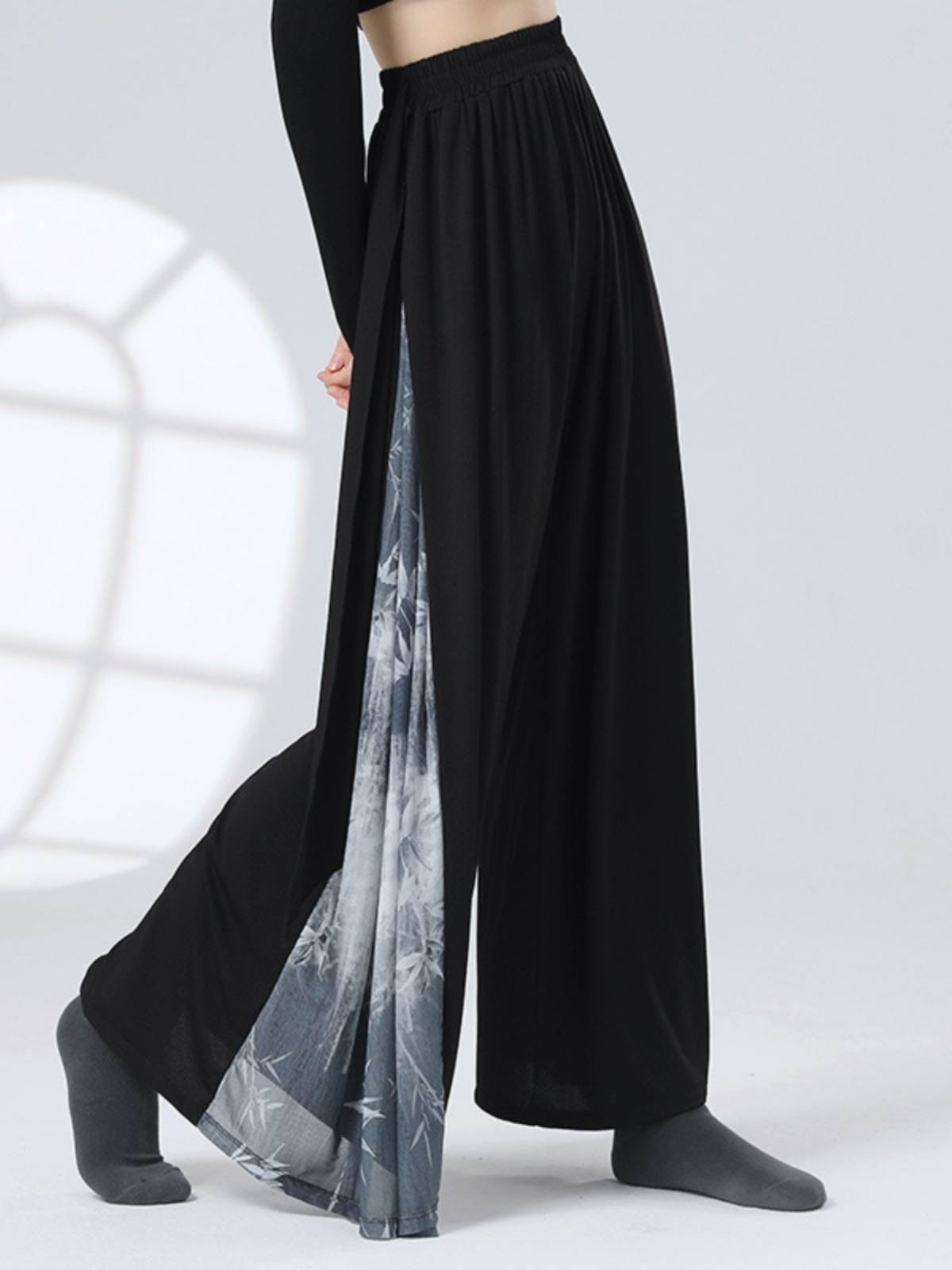 Guofeng New Chinese -style Modern Dance Classical Dance Patching ink painting design feels loose dance practice casual trousers female