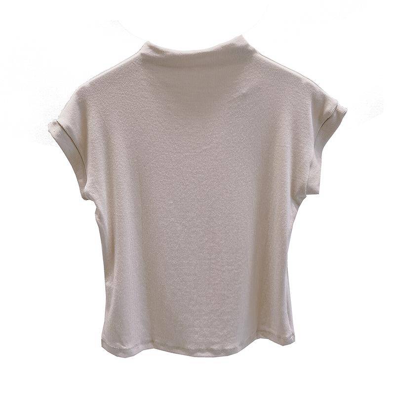 A soft, stylish, half-high-collar, short-sleeved, summer-class, modern-day dance-style costume