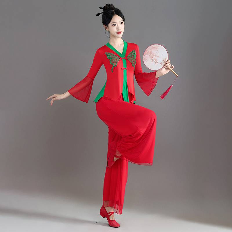 Classical dance clothing, elegant fairy body rhyme pants, Chinese dance Chinese dance, Chinese dance practice, performance, showing suit suits