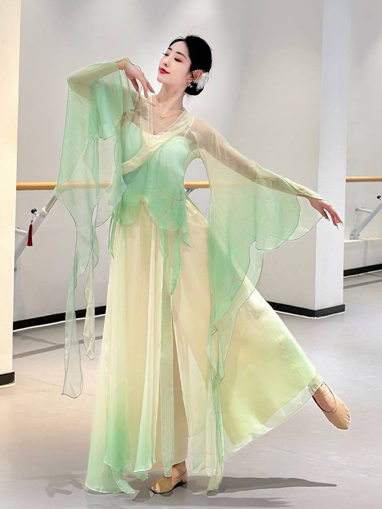 Classical dance clothing female elegant gradient gauze fairy dance service Chinese dance exercise service classical dance performance service