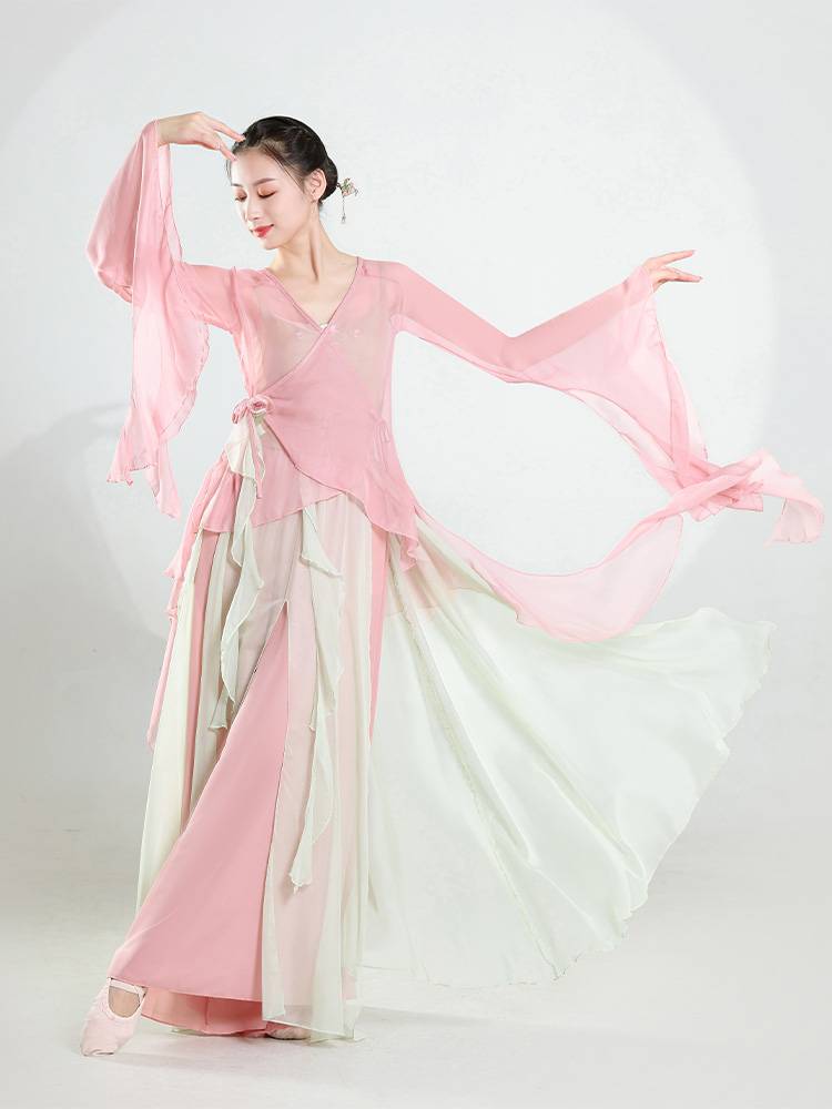 Classical dance clothing female body rhyme, elegant fairy dance service Chinese dance gauze dress chiffon training service performance service