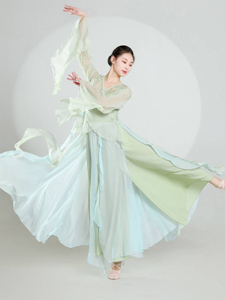 Classical dance clothing female body rhyme, elegant fairy dance service Chinese dance gauze dress chiffon training service performance service
