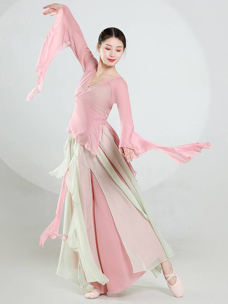 Classical dance clothing female body rhyme, elegant fairy dance service Chinese dance gauze dress chiffon training service performance service