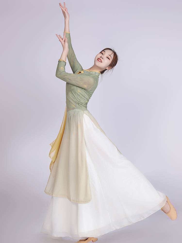 Classical dance clothing set female rhyme nets cheongsam wide -leg pants practice Chinese wind art test performance show clothing