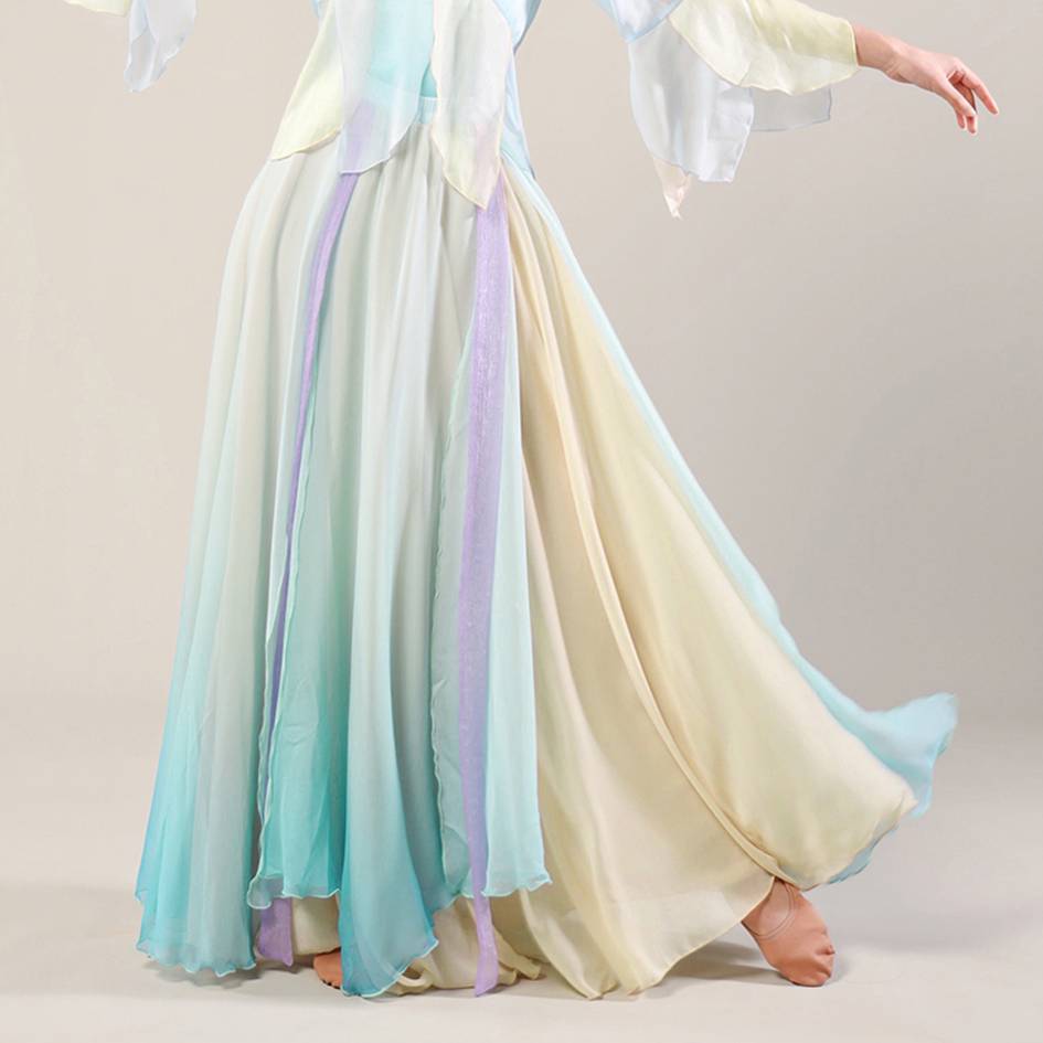 Classical dance half -body skirt female gradient double -layer elegant big skirt Chinese modern dance exercise performance show performance service