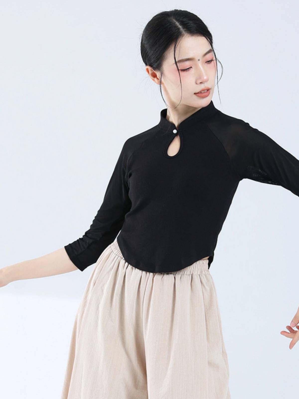Classical dance clothing temperament slim gauze sleeve top Chinese style modern dance nation dance clothing practice service girl