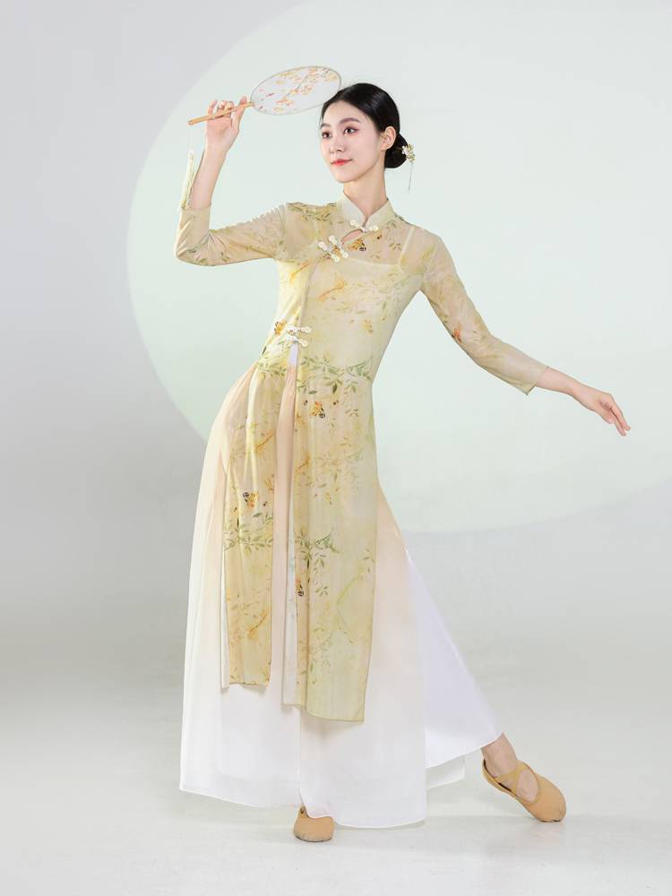 Classical dance cheongsam dance clothing Chinese style dance exercise kung fu, rhyme yae performance dance dance service girl elegant