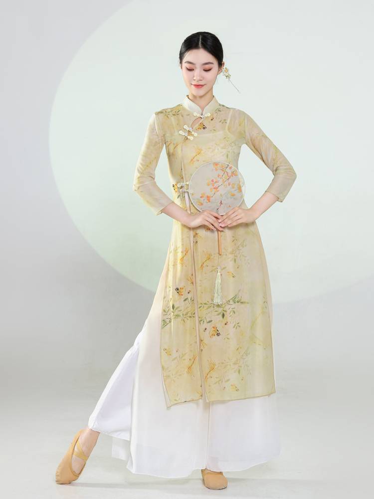 Classical dance cheongsam dance clothing Chinese style dance exercise kung fu, rhyme yae performance dance dance service girl elegant
