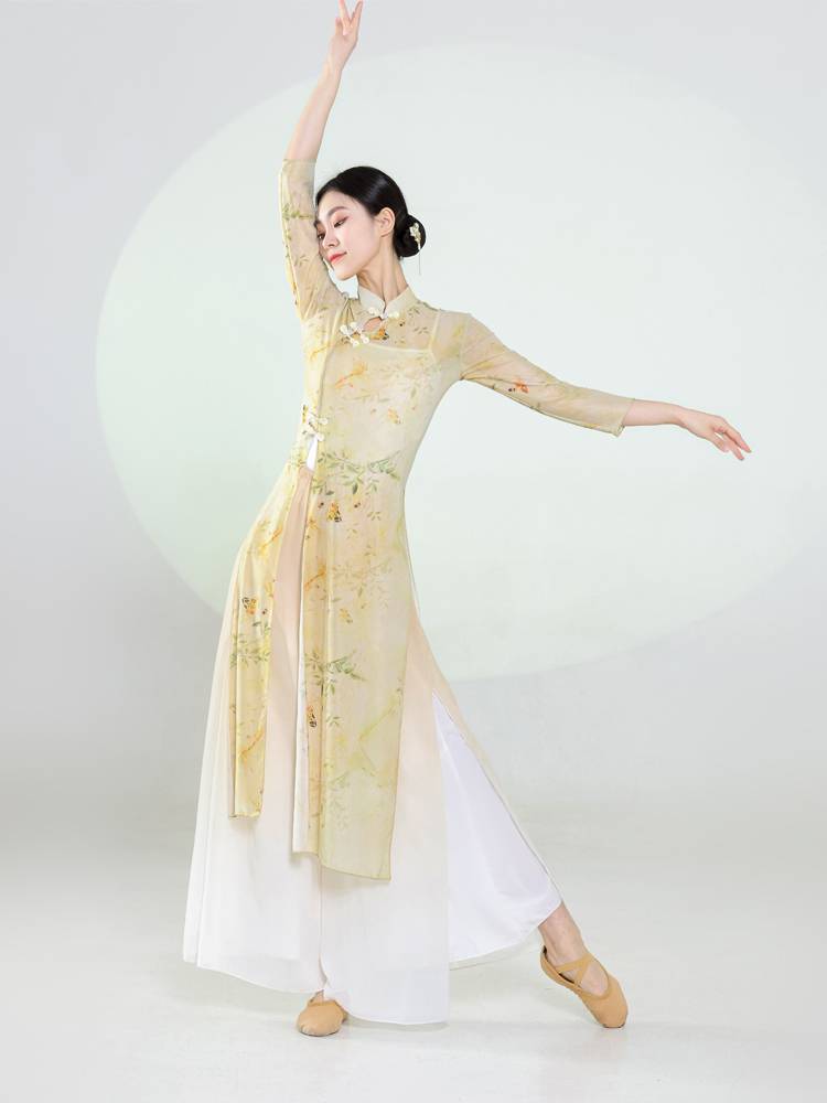 Classical dance cheongsam dance clothing Chinese style dance exercise kung fu, rhyme yae performance dance dance service girl elegant
