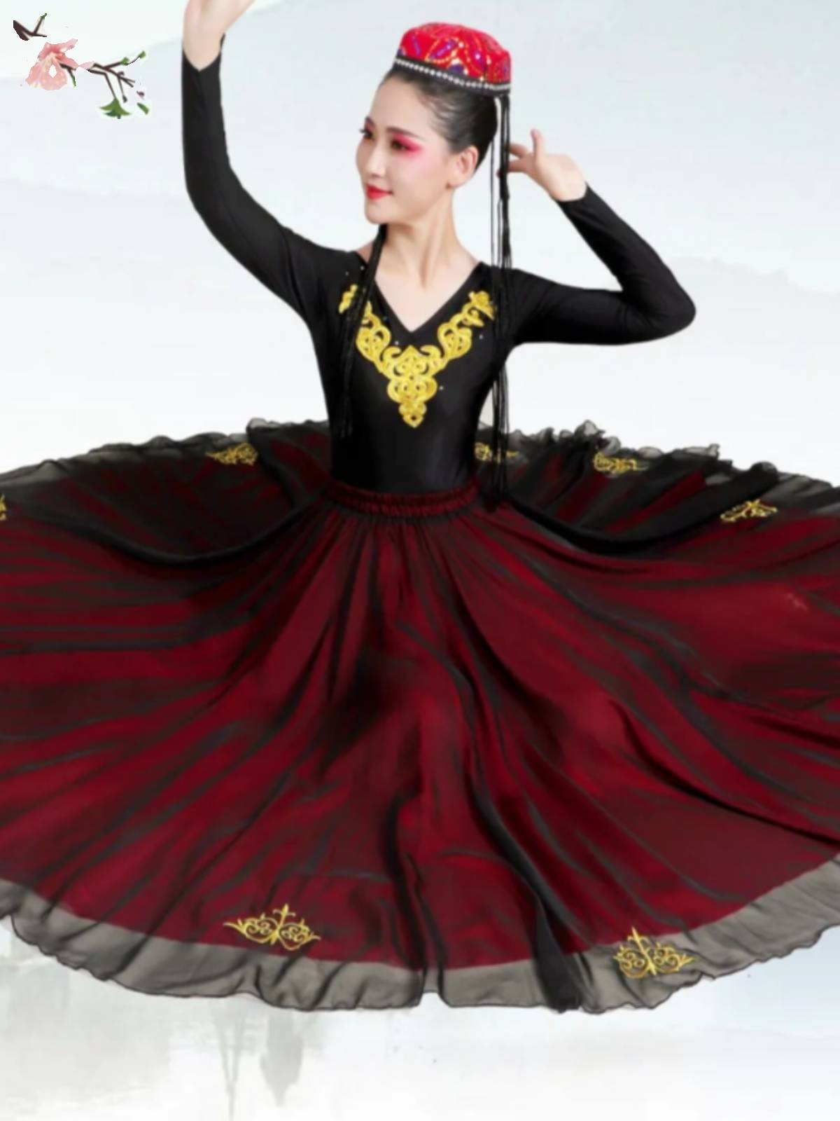 Xinjiang Dance Clothing Female Classical Dance Skirt Uyghur Western Merit Performance Series Uighurs Art Test Skirt