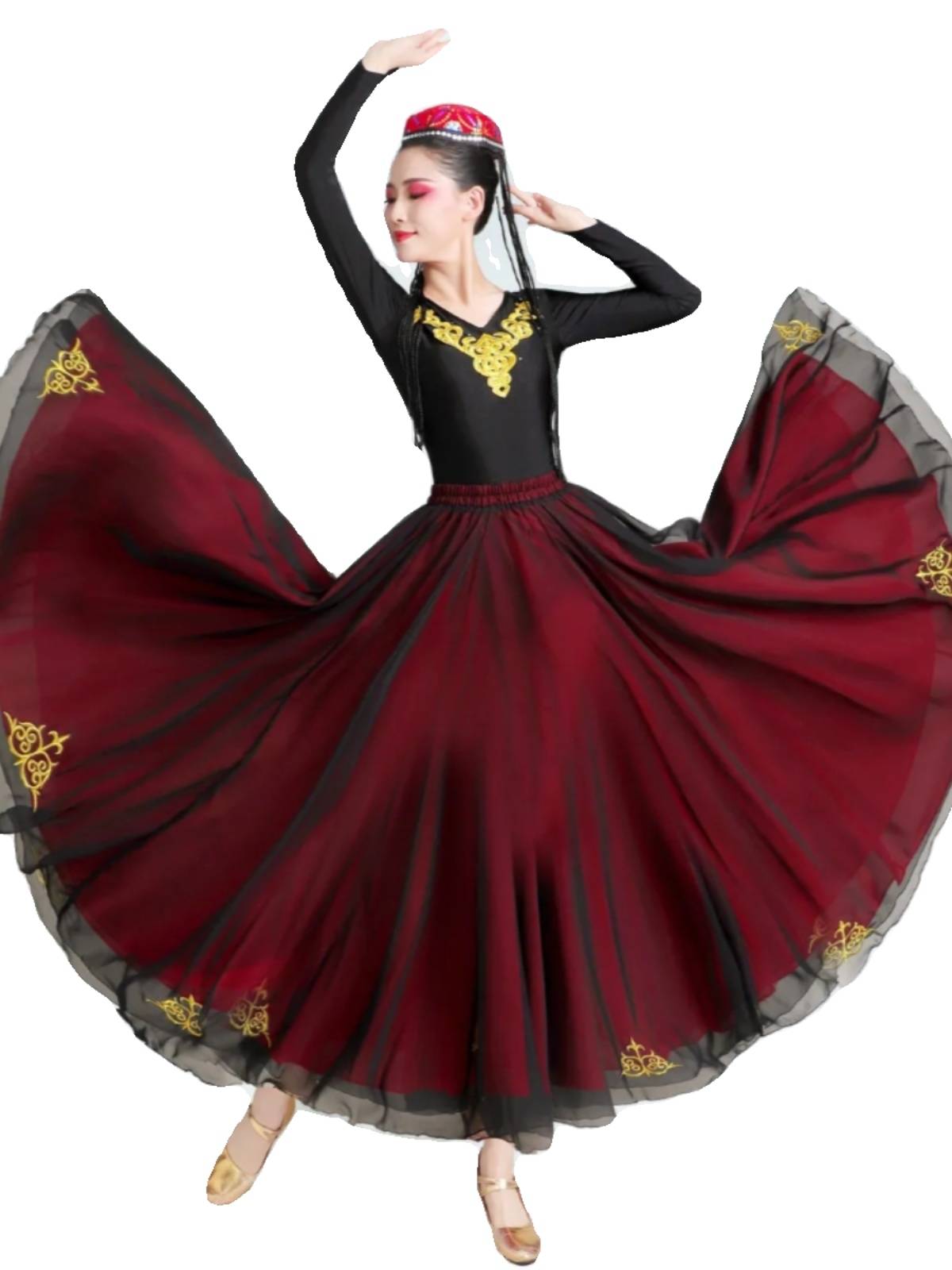 Xinjiang Dance Clothing Female Classical Dance Skirt Uyghur Western Merit Performance Series Uighurs Art Test Skirt