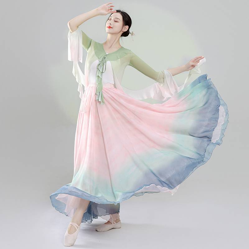 Classical dance clothing female elegant body rhyme yun Yiyun March Chinese dance lotus gradient large swing skirt fairy performance service