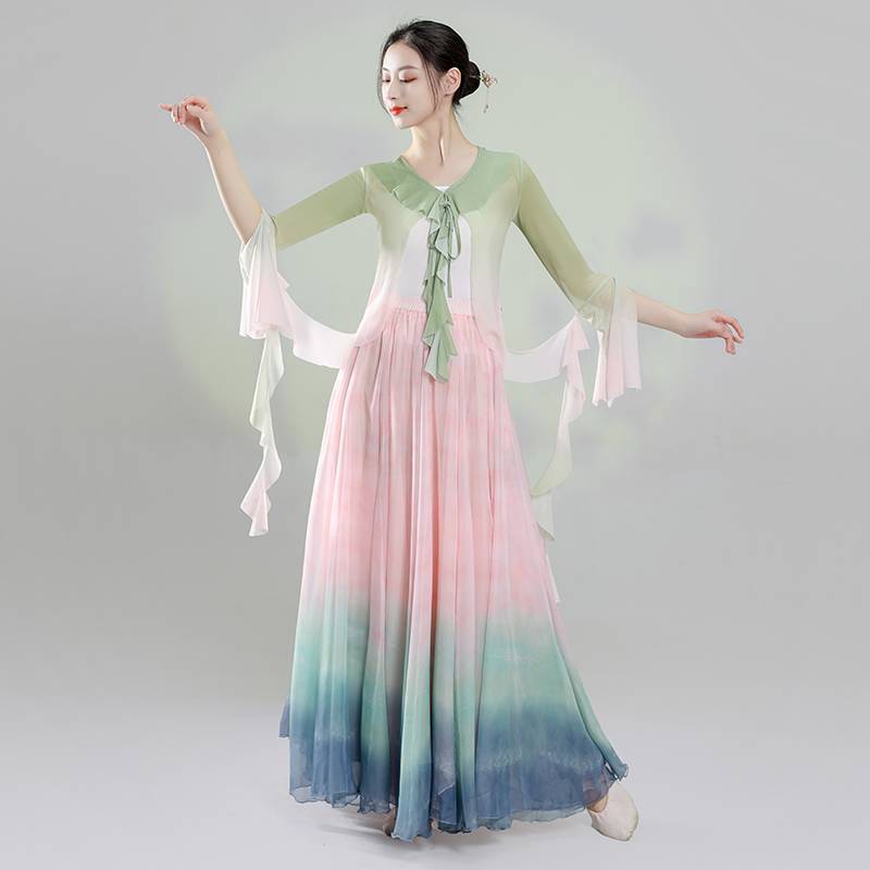 Classical dance clothing female elegant body rhyme yun Yiyun March Chinese dance lotus gradient large swing skirt fairy performance service