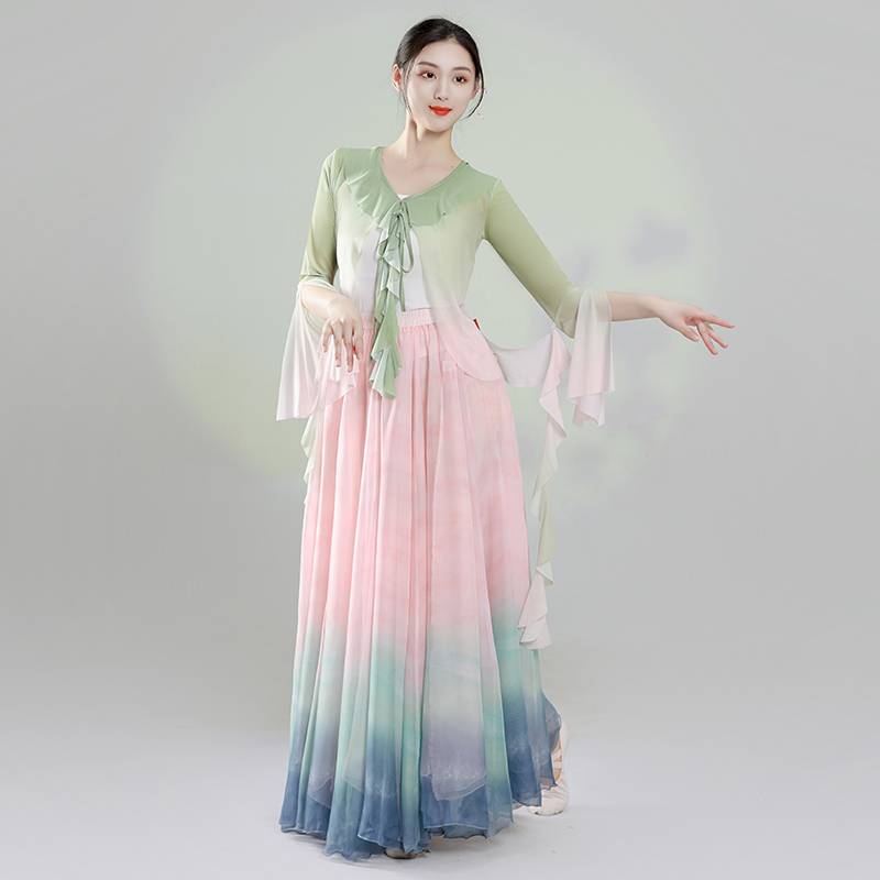 Classical dance clothing female elegant body rhyme yun Yiyun March Chinese dance lotus gradient large swing skirt fairy performance service