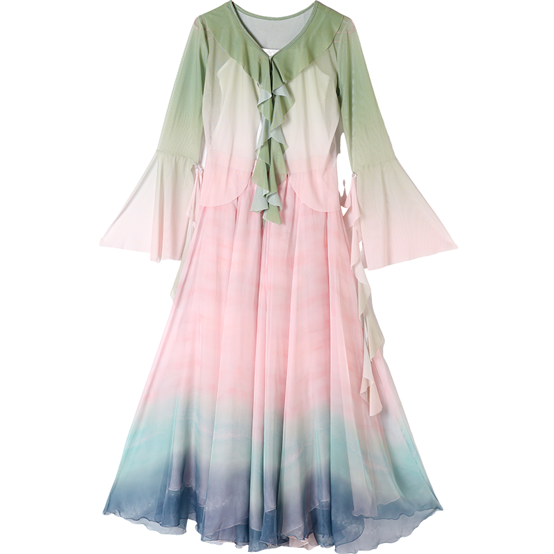 Classical dance clothing female elegant body rhyme yun Yiyun March Chinese dance lotus gradient large swing skirt fairy performance service