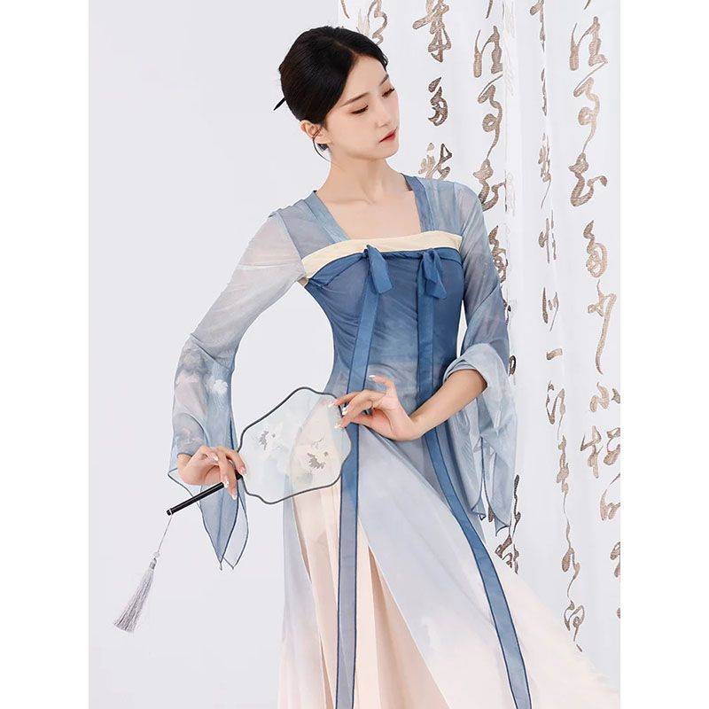 Classical dance clothing female elegant Hanfu breasts broken skirt Chinese dance exercise juvenue long body rhyme, elegant gauze