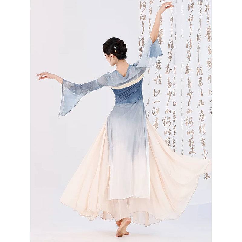 Classical dance clothing female elegant Hanfu breasts broken skirt Chinese dance exercise juvenue long body rhyme, elegant gauze