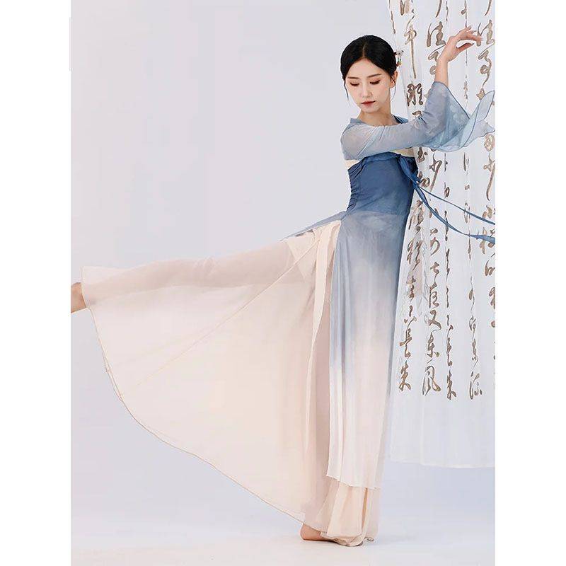 Classical dance clothing female elegant Hanfu breasts broken skirt Chinese dance exercise juvenue long body rhyme, elegant gauze
