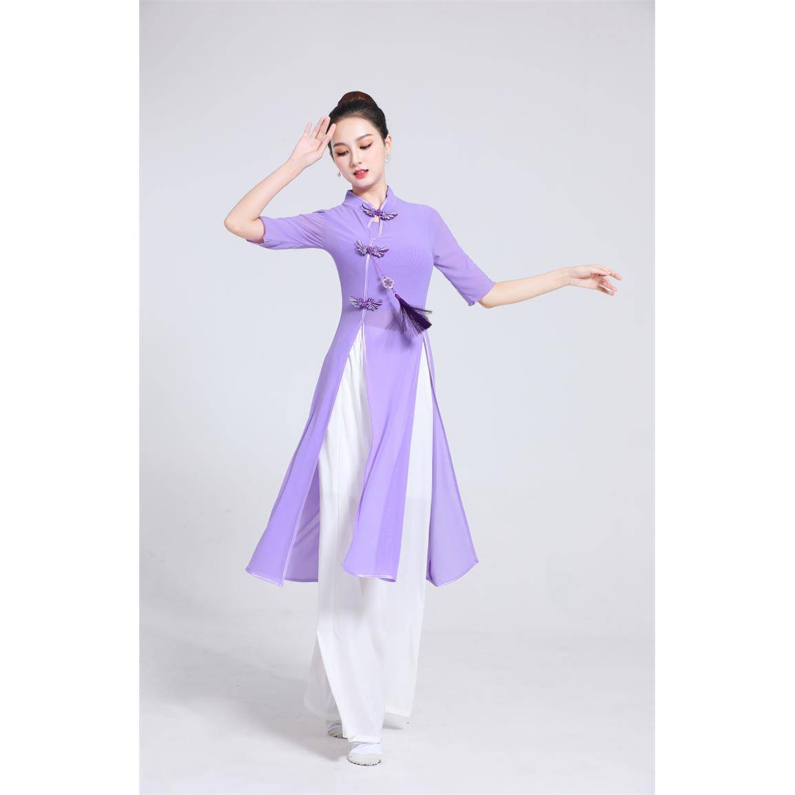 Classical dance service Audai cheongsam stage training service elastic improvement version stage Chinese style group dance service Zen suit