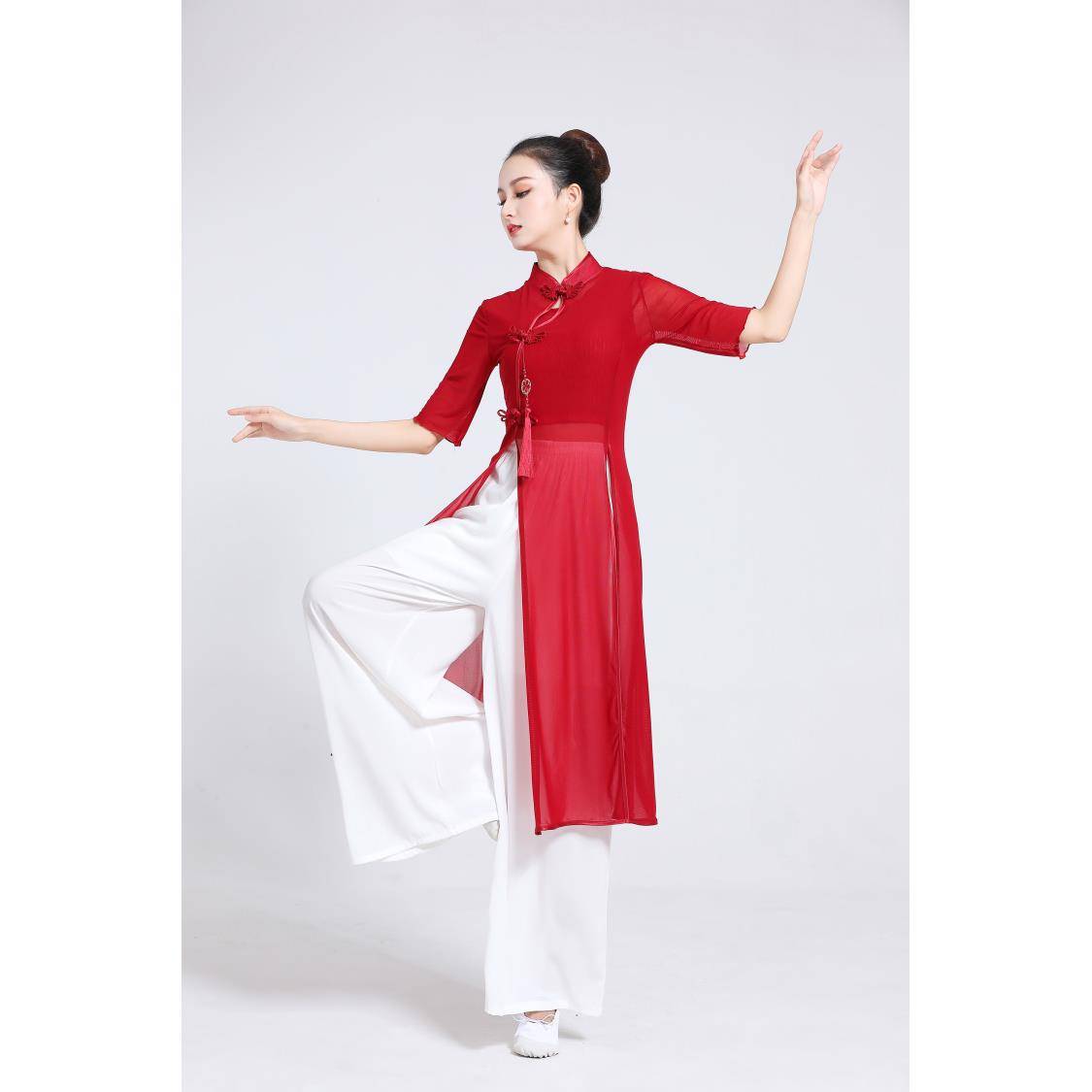 Classical dance service Audai cheongsam stage training service elastic improvement version stage Chinese style group dance service Zen suit