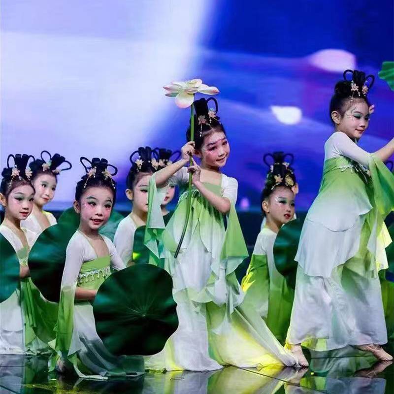 Jiangnan Caigan Lotus Classical Dance Performance Service Gradient Gine Dress Performance Service Performance Service Ancient Chinese Style Dance Female Women