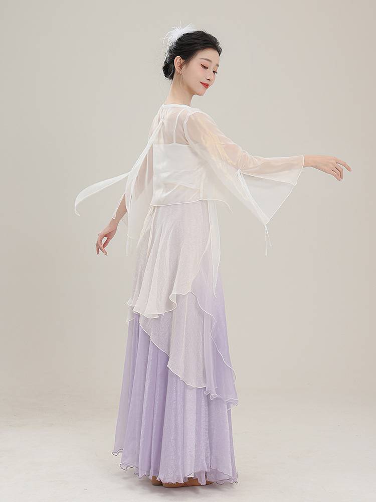 Classical dance clothing ancient style fairy, golden body rhyme yarn, elegant big skirt, Chinese dance performance dance practice service