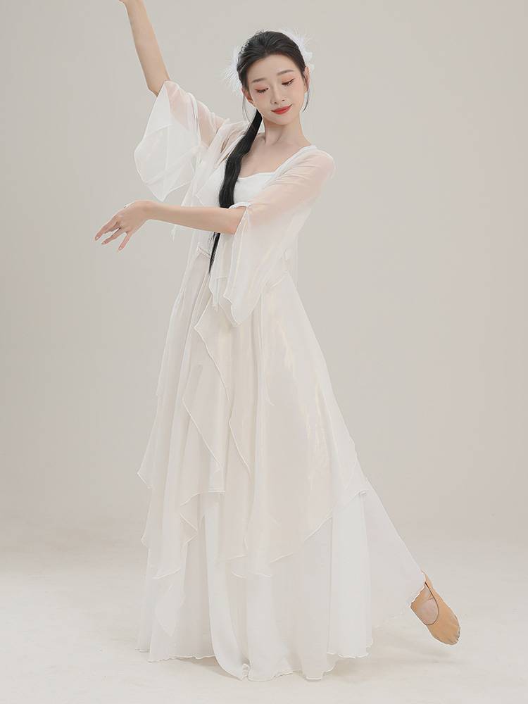Classical dance clothing ancient style fairy, golden body rhyme yarn, elegant big skirt, Chinese dance performance dance practice service